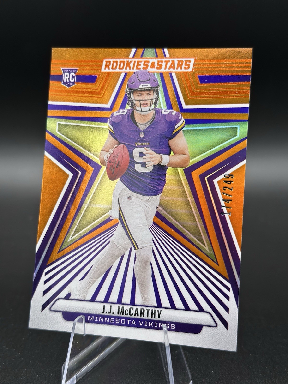 2024 Panini Rookies & Stars J.J. McCarthy #135 RC Orange #’d /249