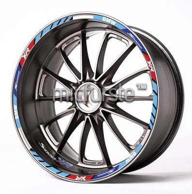BMW S1000XR Radaufkleber 12 Rand Aufkleber Set S1000 XR Stripes M Power Sky Blue