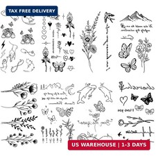 8 Sheets Realistic Temporary Tattoos for Adults, Minimalist Fresh Series Tattoo