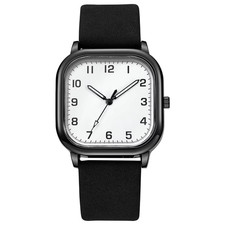 Fashion Square Men Watches Simple Arabic Quartz Watch Leather Band Men Business