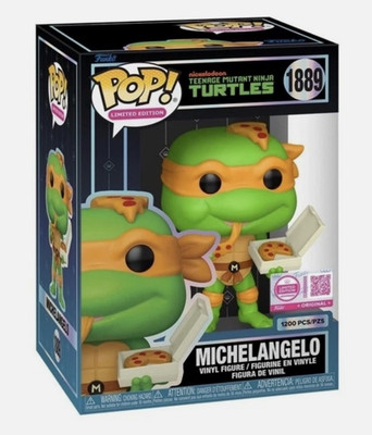 Funko Pop! 1889 Michelangelo TMNT (Pizza essen) mit Schutz | 1200 Teile