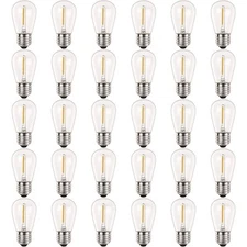 30 Pack LED S14 Light Bulbs E26 Base Vintage Edison Style Warm Glow Energy Sa...