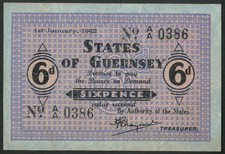 Guernsey, German Occupation, 6 pence, 1-1-1942, series XA/A (BNYB GU24b). AVF