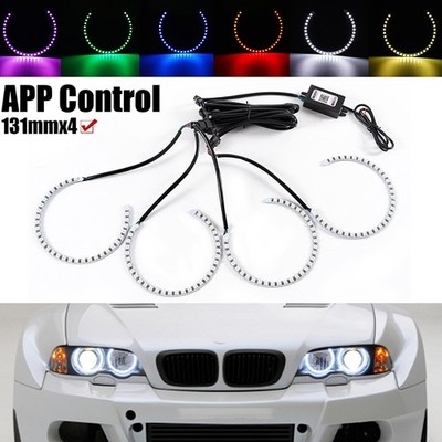 Car RGB Cotton LED Angel Eyes Lamp Halo Ring Headlight For BMW E46 E36 E38 E39