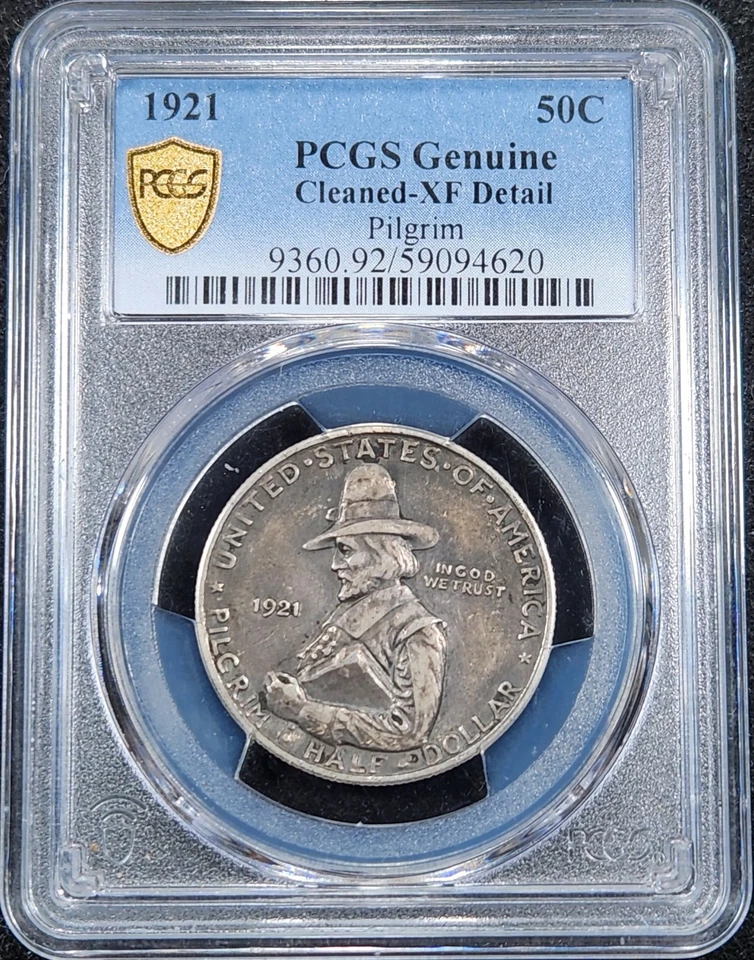 Silver 1921 Pilgrim 50c Half Dollar Commemorative | PCGS XF Details - Cleaned - Image 3 of 3