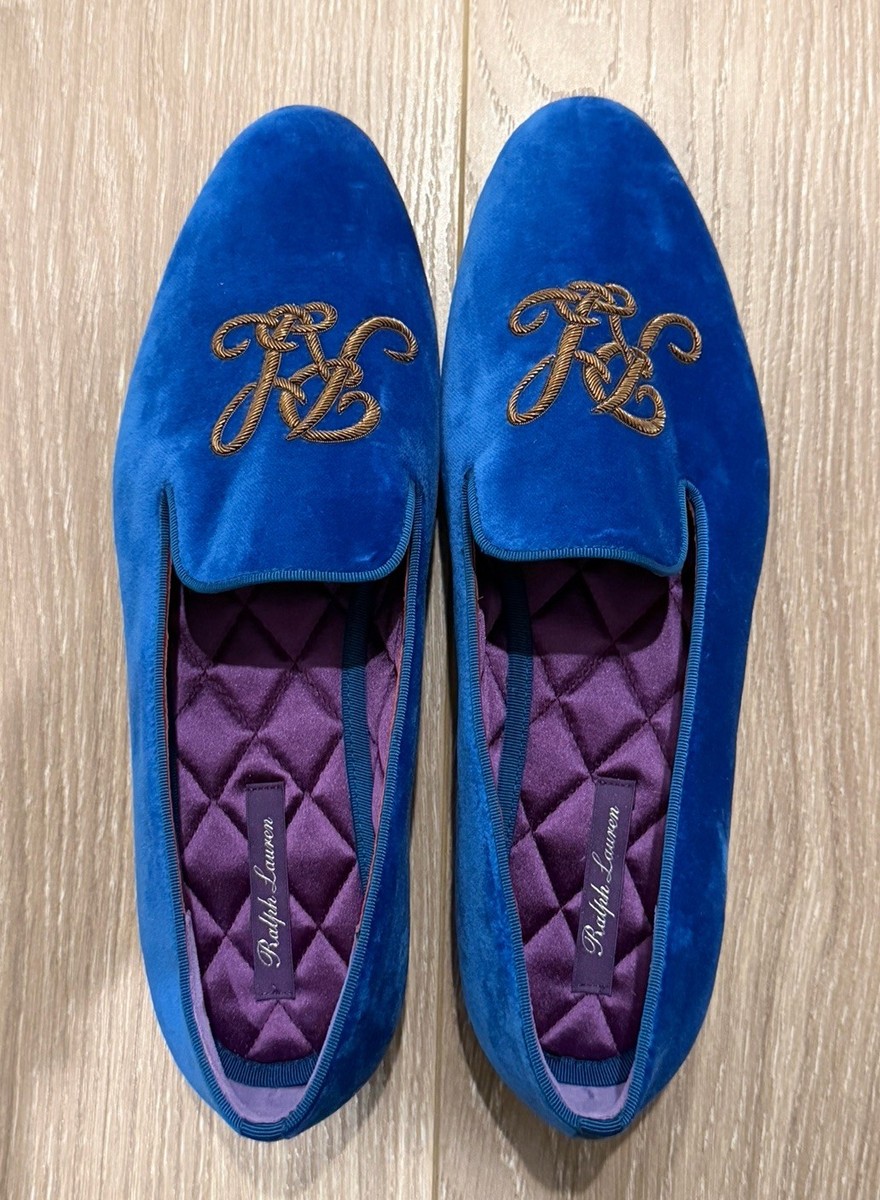 靴 Ralph Lauren Purple Label by E.G ANCEL8E Ralph Lauren Purple Label Alonzo Embroidered Velvet Loafers