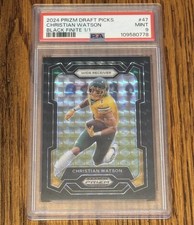2024 Prizm Draft Picks Christian Watson Black Finite 1/1 PSA 9 NDSU BISON Packer