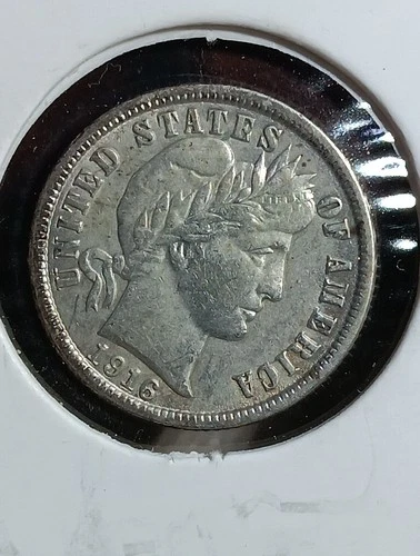 1916-P Barber Head Dime - AU Details: Silver Item J10P20