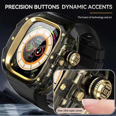 Stainless Steel Rugged Case Rubber Band Mod Kit For Apple Watch Ultra 3 2 1 49mm