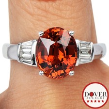 Estate Diamond 3.96ct Spessartine Garnet 14K White Gold Band Ring 4.1 Grams NR