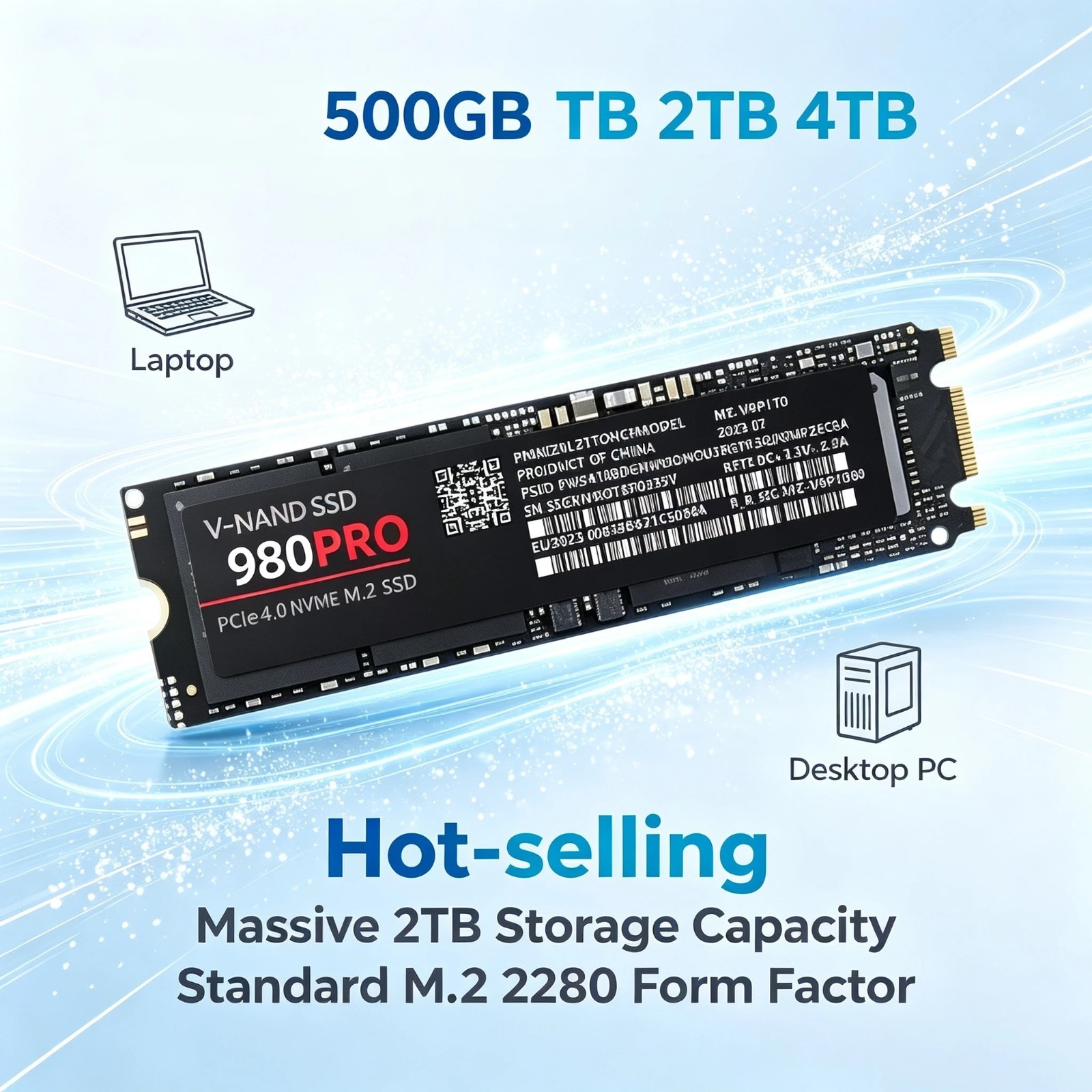 M.2 990 PRO NVMe SSD PCIe Gen4 High Speed Internal Drive 2TB 4TB PS5 Desktop Lap