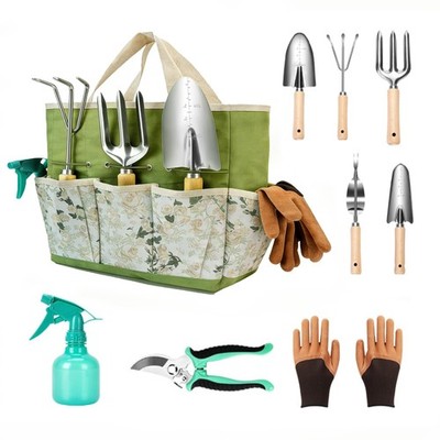 Garden Tool Set, 9 Pcs Heavy Duty Stainless Steel Gardening Hand Tool, Green ...