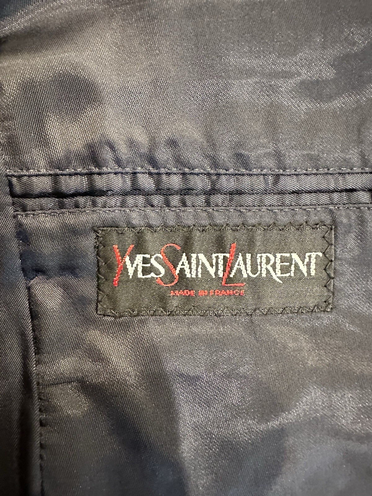 Tuta vintage Yves Saint Laurent YSL lana 3 pezzi gessato blu navy taglia 46 slim