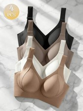 4PCS Push-Up Seamless Bra Set Adjustable Straps Wire-Free For Women