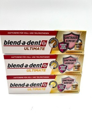 3x Blend-a-dent Haftcreme Ultimate Ganztätiger Komfort Geschmacksneutral 40g