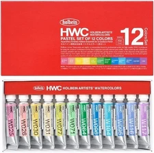 Holbein PASTEL COLORS Transparent Watercolor Paint W452, 12-0.2 fl oz (5 ml)