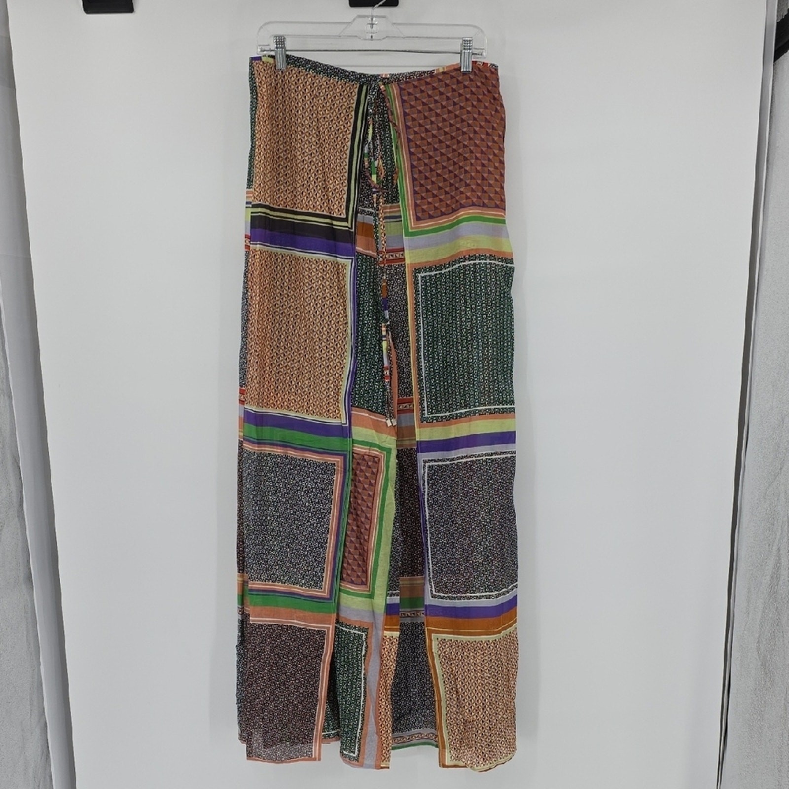 Rosetta Getty Apron Wrap Wide Leg Pants Multi Color Size 12