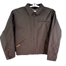 Cabela's Canvas Sherpa Lined Chore Workwear Full Zip Jacket Mens Size L Brown