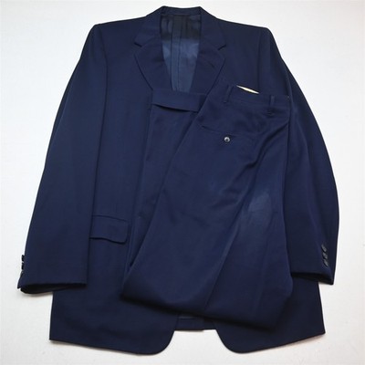 Vtg 1950s Mens 39L 30x32 Blue Wool Extra High Waist Baggy Trouser Suit