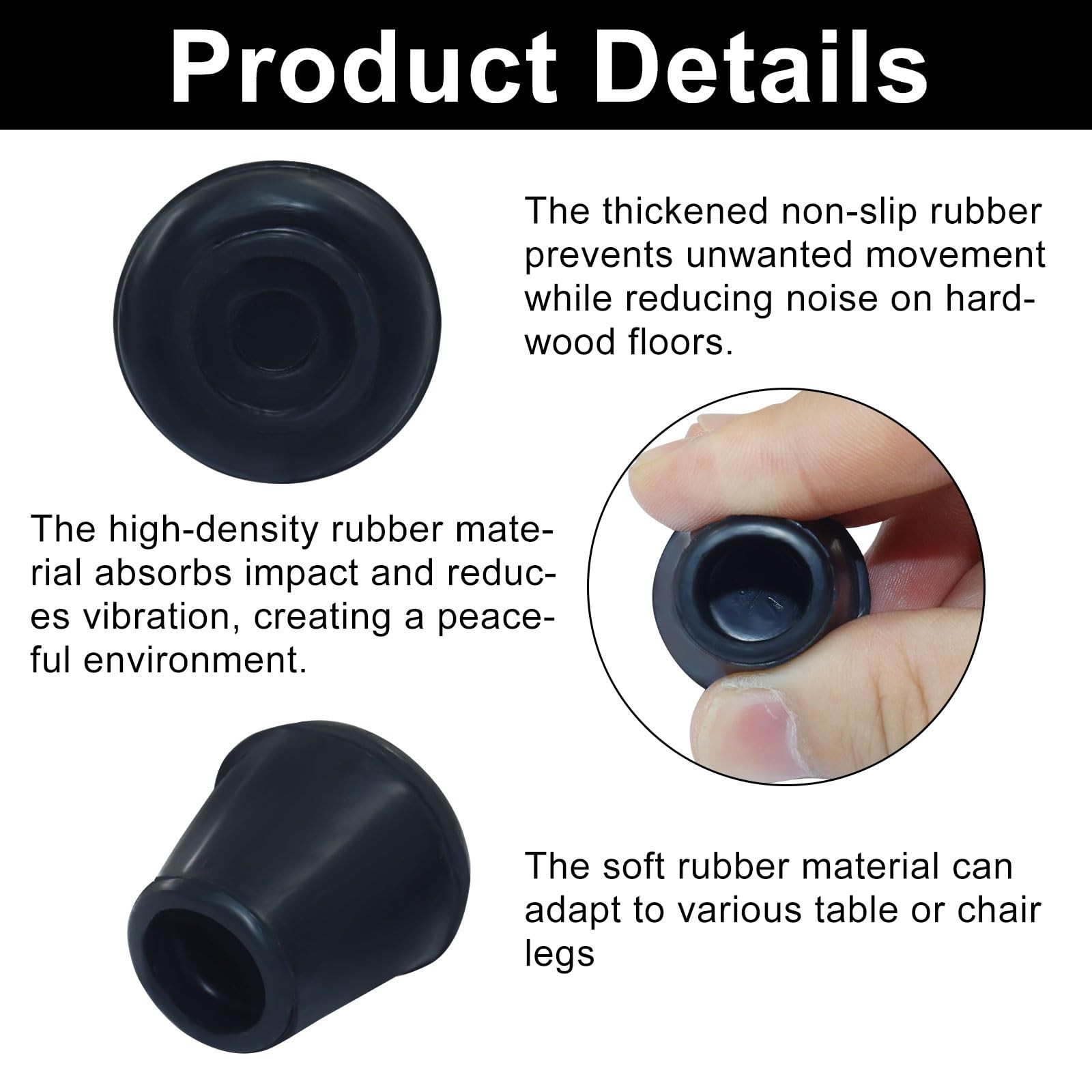 Aoserge 16 Pack Round Chair Leg Tips Caps - 1/2 Inch Non-Slip Rubber Furnitur...
