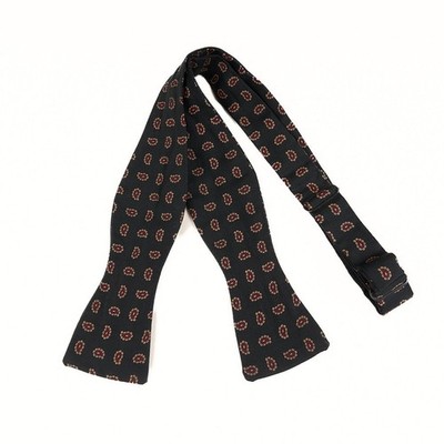 Vintage Robert Talbott Silk Bow Tie Navy Paisley Self-Tie Vintage 2'' USA
