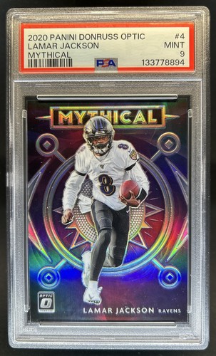 2020 Panini Donruss Optic Lamar Jackson Mythical SP #4 PSA 9 Mint Ravens