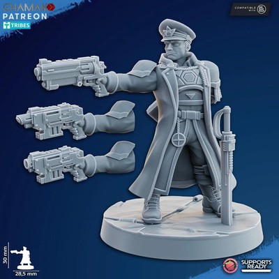 Freedom Guard Commissar - Imperial Grimdark Guard Proxy 3D Printed Miniature
