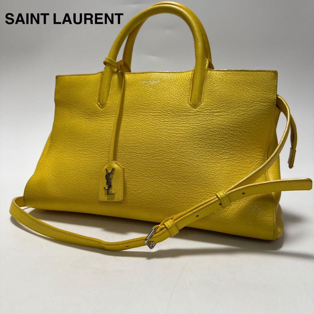 Saint Laurent YSL Logo Leather Tote Shoulder Bag 2-Way Rive Gauche