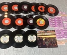 Lot Of 14 Beatles 45 RPM Vinyl Records + Jukebox Title Strips-3 Apple Labels
