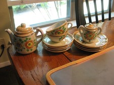 Vintage Child's Peach Lustreware Tea Set 14 Pieces- Japan 