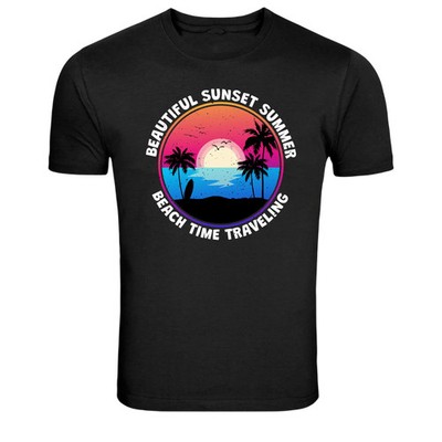 Beautiful Sunset Summer Beach Time Travel Graphic T Shirt