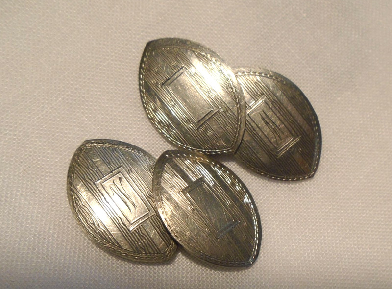 VINTAGE  8K Gold Art Deco Cufflinks initial M or W. marked 333