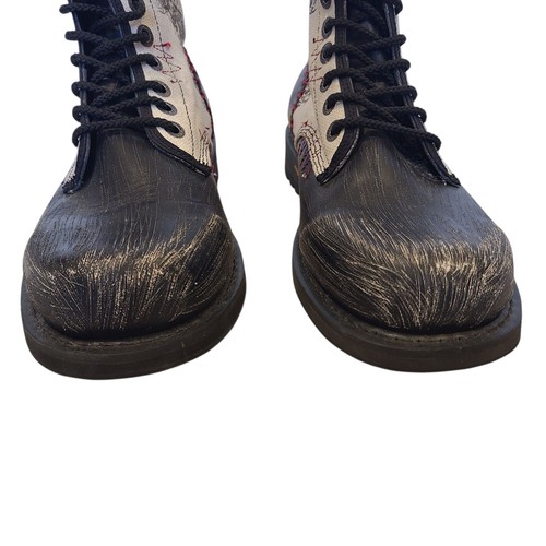 Affliction Nieten Kampfstiefel Schuhe Leder Canvas Kreuz Drache weiß schwarz 10 - Bild 3 von 12