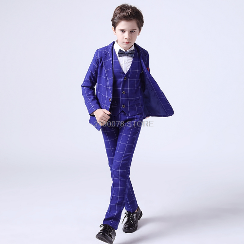 Boys Formal Suit Kids Party Blazer Vest Pants Bowtie 4pcs Tuxedo Performance - Picture 2 of 44