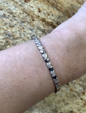 New Heart to Heart Sterling Silver Bangle Bracelet Size 6 3/4  