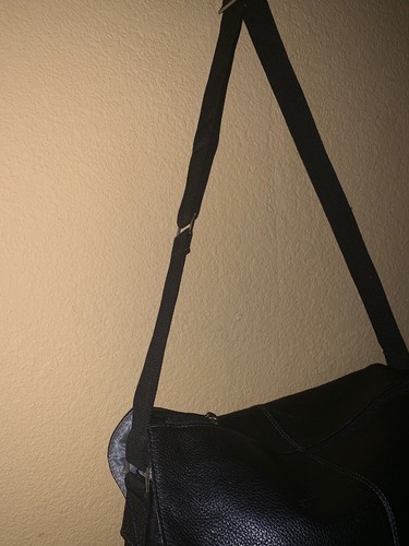 PERRY ELLIS PORTFOLIO Bag Black Leather Messenger Business Commuter - Picture 11 of 12