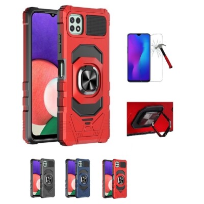 For Boost Mobile Celero 5G/ Samsung Galaxy A22 5G, Ring Stand Tough Hybrid Cover