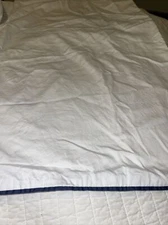 target threshold signature pair standard All Cotton White Blue Trim Pillow Shams