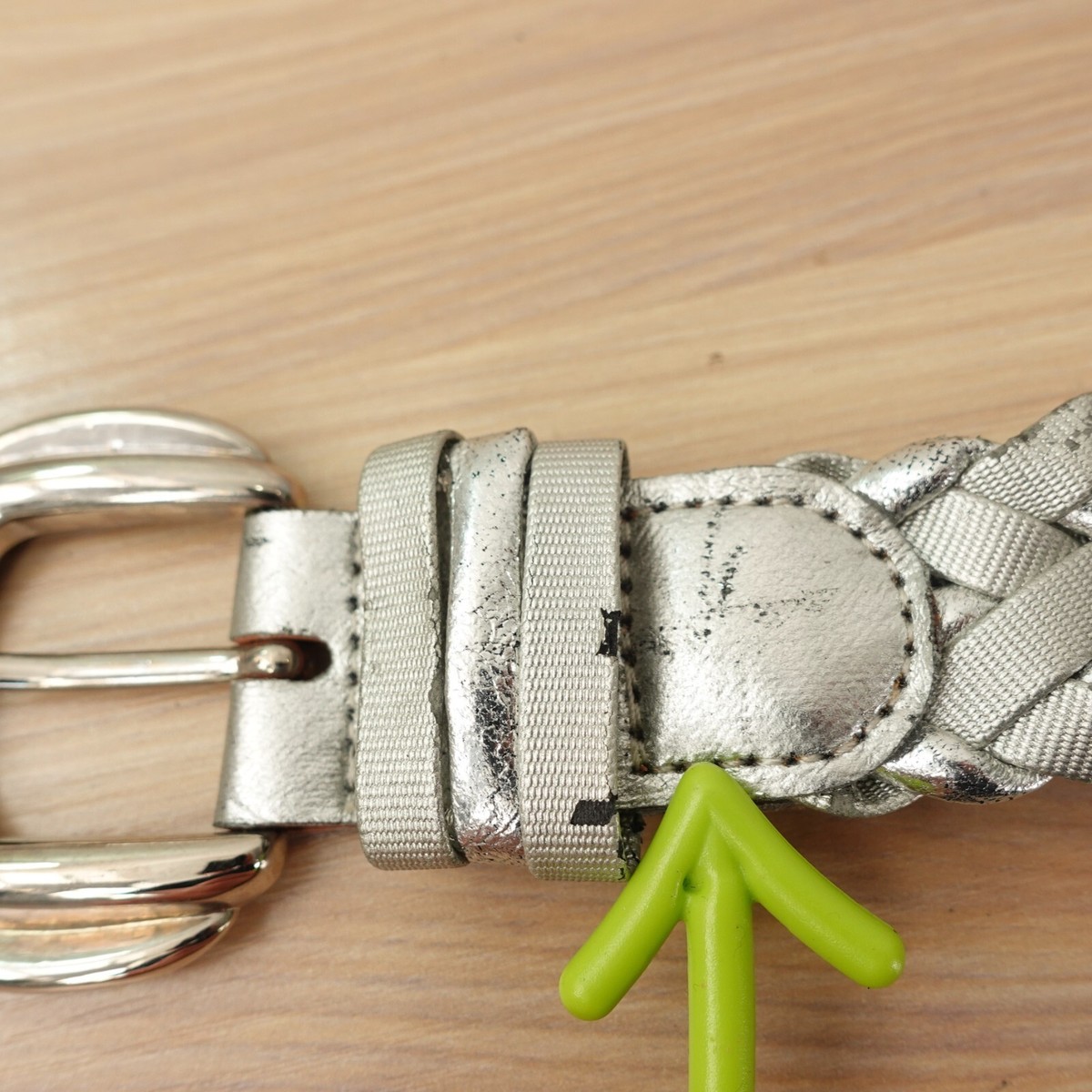 Vintage Silver Metallic Belt Women Medium Braided Faux  display picture 2