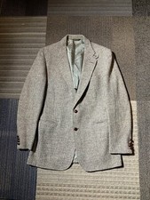 Vintage Harris Tweed Cricketeer Mens Wool Sports Coats Beige Brown - Measurement