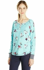 PJ Salvage Vintage Velour Thermal Ice Llama Henley Lounge lady Tops Small NWT