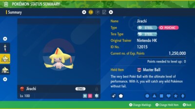 Ultra Shiny 6IV XXXL EV Trainiert Jolly Jirachi Pokemon Scarlet/Violet Home
