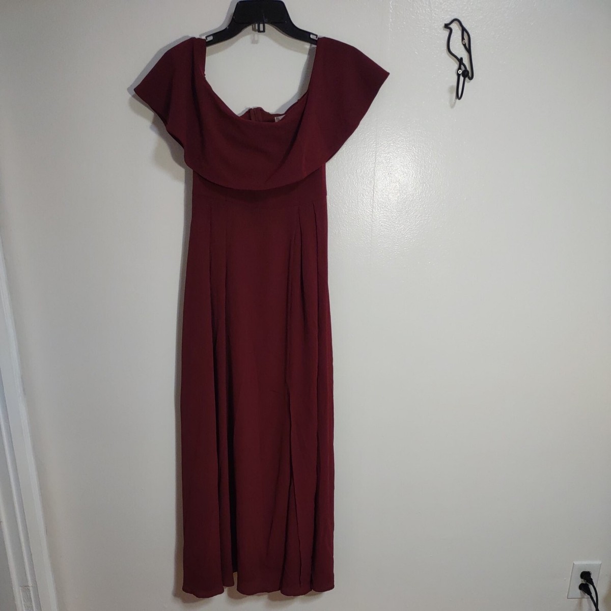 altar'd state bridesmaid dresses Altar'd State Sz S/M NWOT Burgundy Off Shoulder Maxi Bridesmaid Party Dress