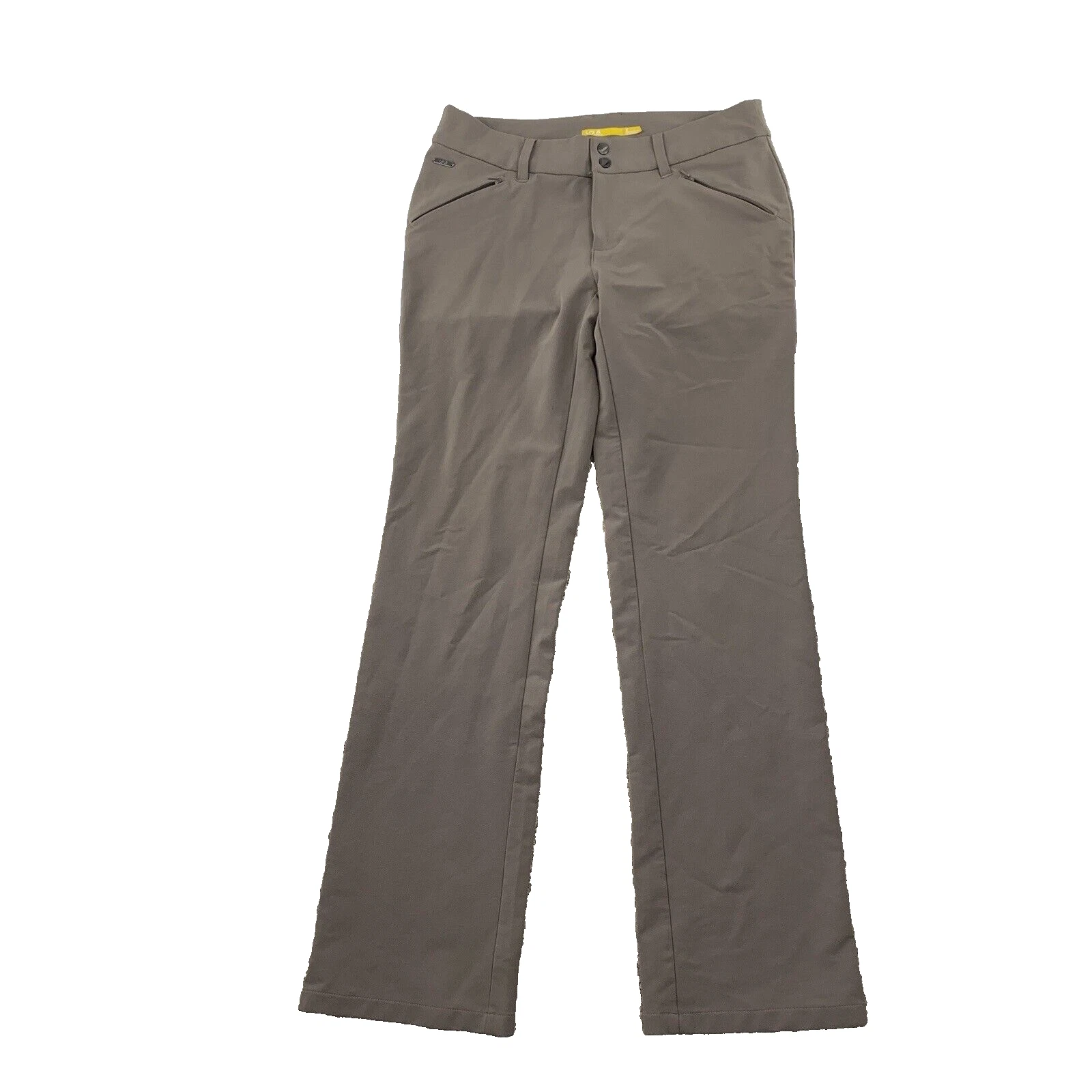 lole zip fly nylon blend flat front pants
