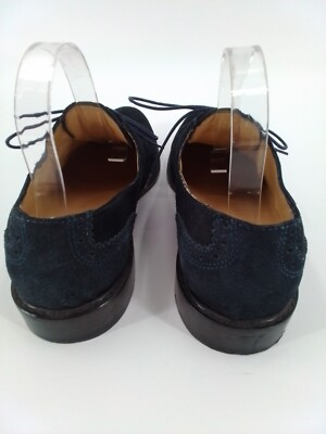 PAUL Fredrick NAVY BLUE Suede Leather Dress Shoes Mens Sz 10 Oxford Wingtips Paul Fredrick NAVY BLUE Suede Leather Dress Shoes Mens Sz 10  main image 2