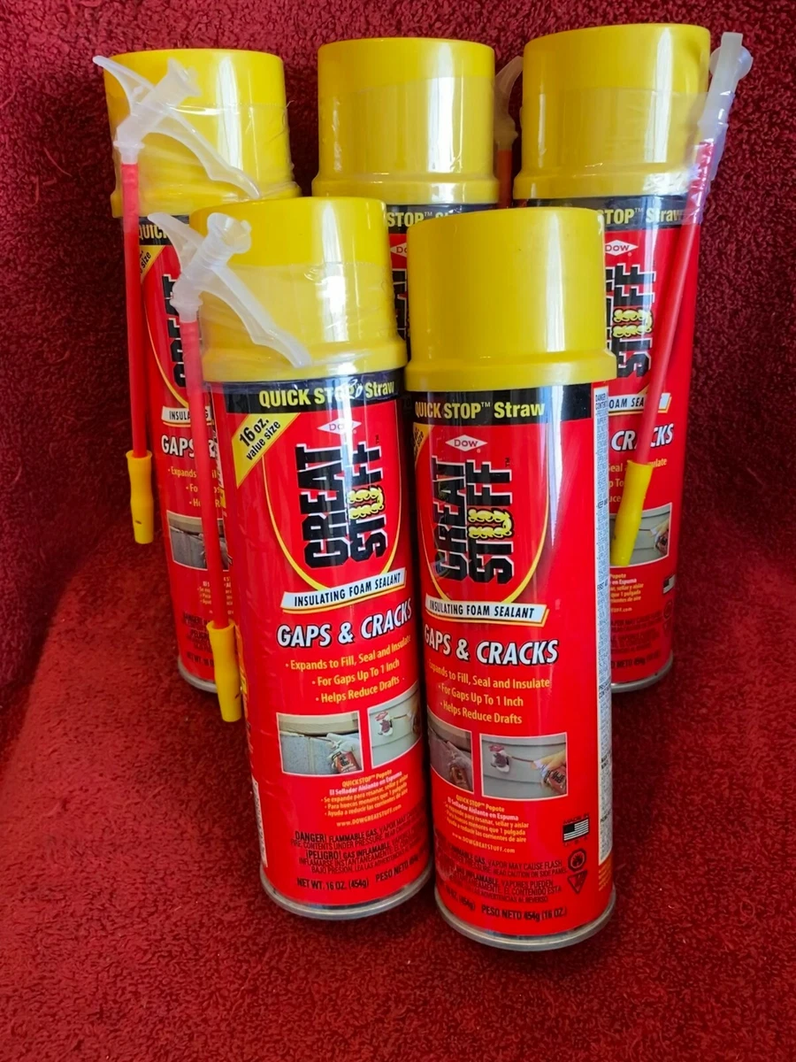 GREAT STUFF QUICK STOP INSULATING FOAM SEALANT NEW 16 OZ LOT OF 5