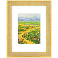 9x12 Ornate Vintage Distressed Color Photo Frame with White Mat for 6x8 Pictures