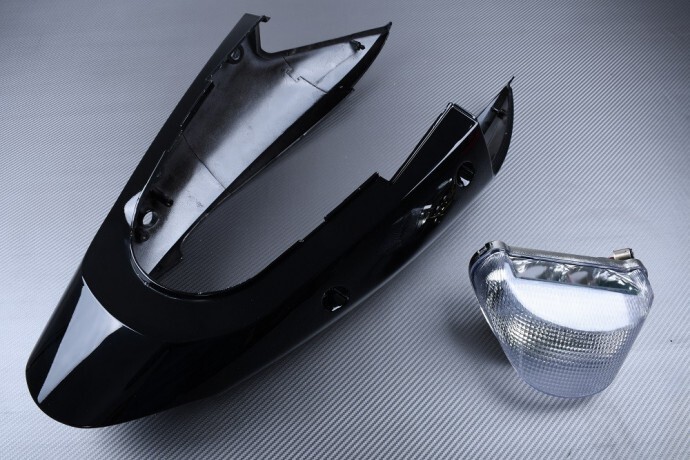 Carénage arrière noir brillant et feu cristal pour moto Kawasaki ZX12R 2004