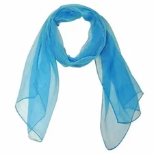 Wrapables Solid Color 100% Silk Long Scarf, Peacock Blue