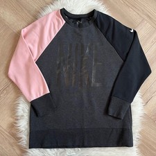 Nike Dri Fit Sweatshirt Size Small Pink Grey Colourblock Jumper Training Women s